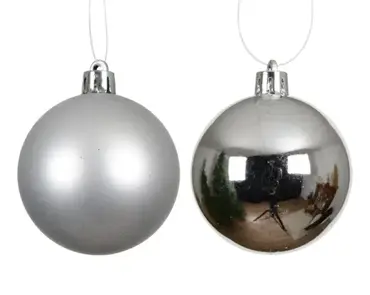 Decoris kerstballenset plastic d10cm 4st zilver - afbeelding 2