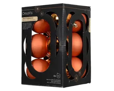 Decoris kerstballenset plastic d6cm 12st oranje