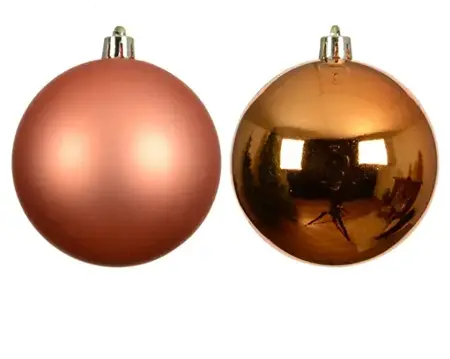 Decoris kerstballenset plastic d6cm 12st oranje - afbeelding 2