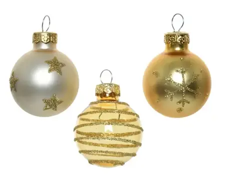 Decoris kerstbalmix glas d3cm 9st goud - afbeelding 2