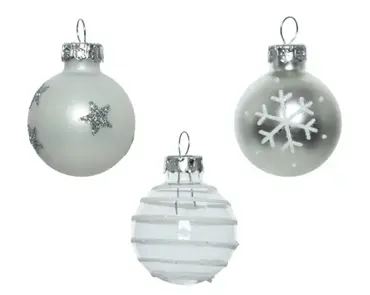 Decoris kerstbalmix glas d3cm 9st zilver - afbeelding 2