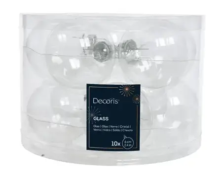 Decoris kerstbalmix glas d6cm 10st transparant