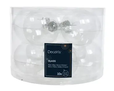 Decoris kerstbalmix glas d6cm 10st transparant