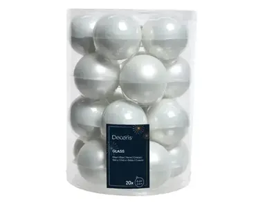 Decoris kerstbalmix glas d6cm 20st winterwit
