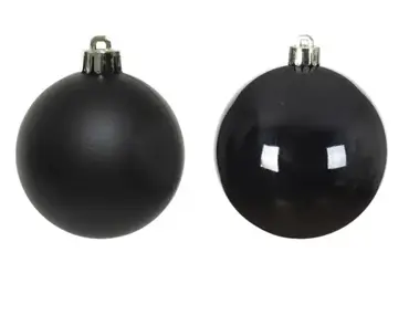 Decoris kerstbalmix glas d8cm 6st zwart - afbeelding 2