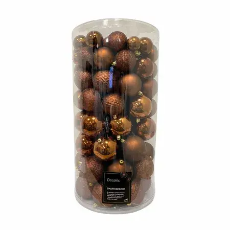 Decoris kerstbalmix kunststof | 100 stuks | espresso