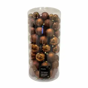 Decoris kerstbalmix kunststof | 100 stuks | espresso