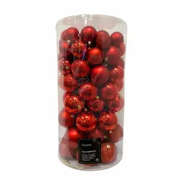 Decoris kerstbalmix kunststof | 100 stuks | kerstrood