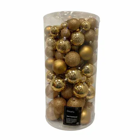 Decoris kerstbalmix kunststof | 100 stuks | pecan bruin