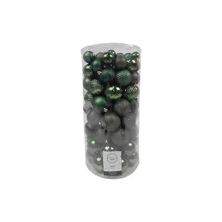 Decoris kerstbalmix kunststof | 100 stuks | pine groen