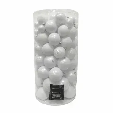 Decoris kerstbalmix kunststof | 100 stuks | winterwit