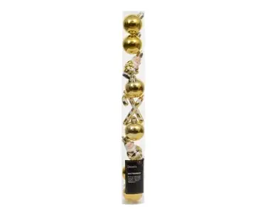 Decoris kerstbalmix plastic | 10 stuks | 4 centimeter | goud - afbeelding 1