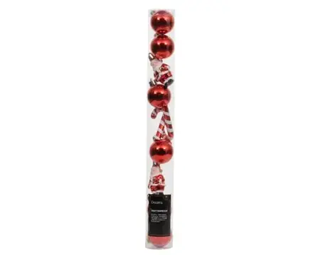 Decoris kerstbalmix plastic | 10 stuks | 4 centimeter | kerstrood - afbeelding 1