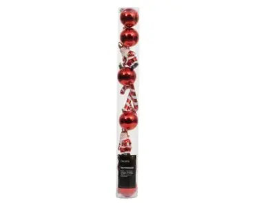 Decoris kerstbalmix plastic | 10 stuks | 4 centimeter | kerstrood - afbeelding 1