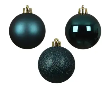 Decoris kerstbalmix plastic | 10 stuks | 6 centimeter | emerald - afbeelding 2