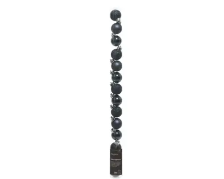 Decoris kerstbalmix plastic | 14 stuks | 3 centimeter | nachtblauw - afbeelding 1