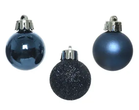 Decoris kerstbalmix plastic | 14 stuks | 3 centimeter | nachtblauw - afbeelding 2