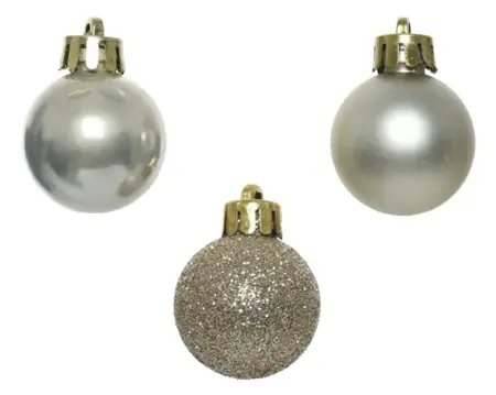 Decoris kerstbalmix plastic | 14 stuks | 3 centimeter | parel - afbeelding 2