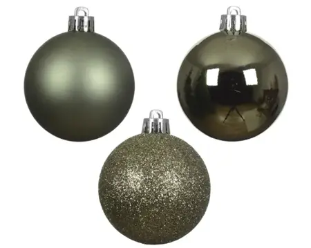 Decoris kerstbalmix plastic | 14 stuks | 3 centimeter | rosemarijn - afbeelding 2
