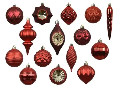 Decoris kerstbalmix plastic 32st kerstrood - afbeelding 2