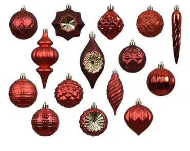 Decoris kerstbalmix plastic 32st kerstrood - afbeelding 2