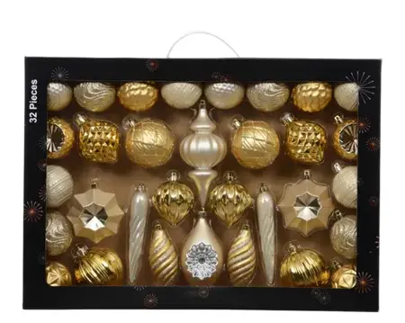 Decoris kerstbalmix plastic 32st lichtgoud - afbeelding 1