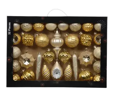 Decoris kerstbalmix plastic 32st lichtgoud - afbeelding 1