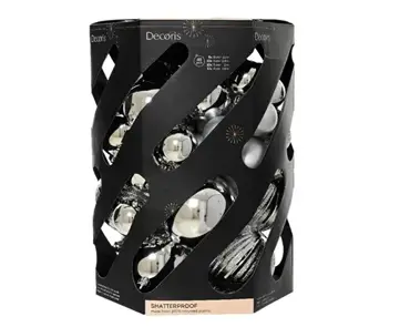 Decoris kerstbalmix plastic | 40 stuks | 20 centimeter | zilver