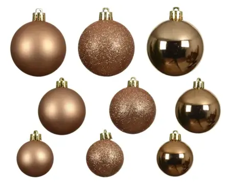 Decoris kerstbalmix plastic 6cm 30st brandy - afbeelding 2