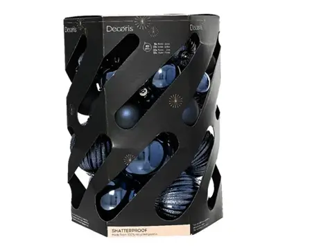 Decoris kerstbalmix plastic d20cm 40st blauw