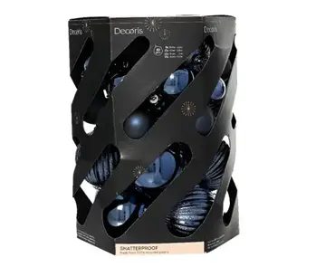 Decoris kerstbalmix plastic d20cm 40st blauw