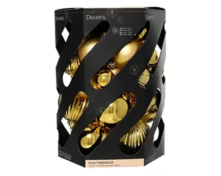 Decoris kerstbalmix plastic d20cm 40st goud
