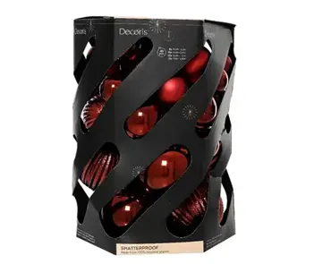 Decoris kerstbalmix plastic d20cm 40st ossenbloed