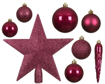 Decoris kerstbalmix plastic met piek | 33 stuks | granaatappel - afbeelding 2