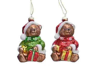 Decoris kersthanger glas beer met muts bruin - assortiment