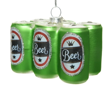 Kerstbal glas bierblik l6b9h8cm groen