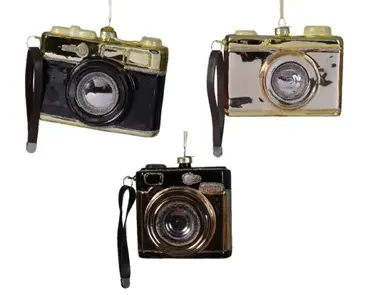 Decoris kersthanger glas camera - assortiment