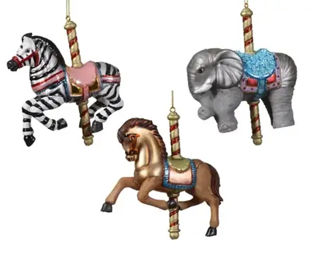 Decoris kersthanger glas carrousel dieren - assortiment