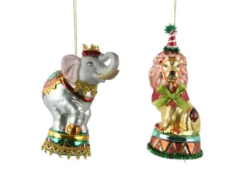 Decoris kersthanger glas circus dier - assortiment