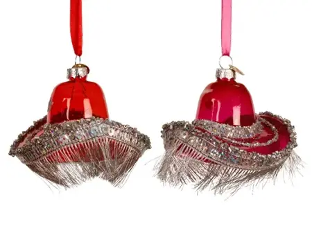 Decoris kersthanger glas cowboyhoed - assortiment