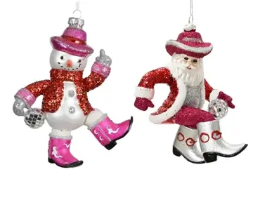 Decoris kersthanger glas disco sneeuwpop / kerstman - assortiment
