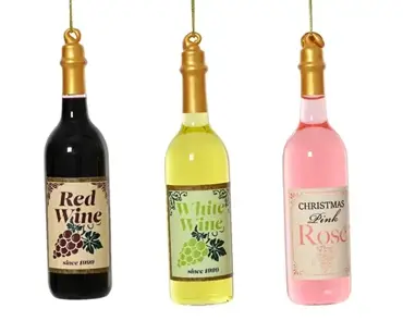 Decoris kersthanger glas fles wijn - assortiment