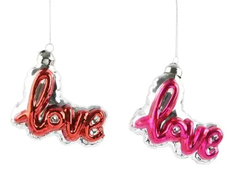 Decoris kersthanger glas LOVE - assortiment
