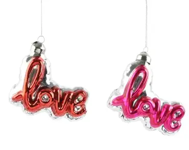 Decoris kersthanger glas LOVE - assortiment