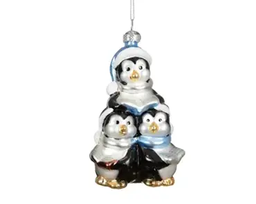 Decoris kersthanger glas pinguïn met boek