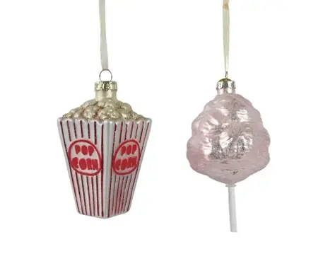 Decoris kersthanger glas popcorn / suikerspin - assortiment