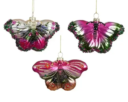 Decoris kersthanger glas vlinder - assortiment