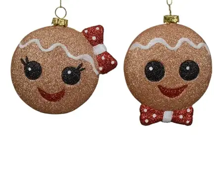 Decoris kersthanger plastic peperkoek gezichtjes - assortiment