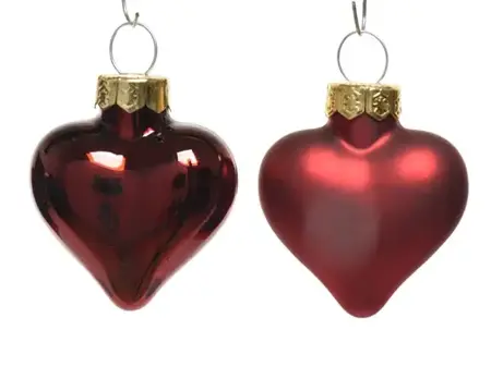 Decoris kersthangers glas hart | 12 stuks | ossenbloed - afbeelding 2