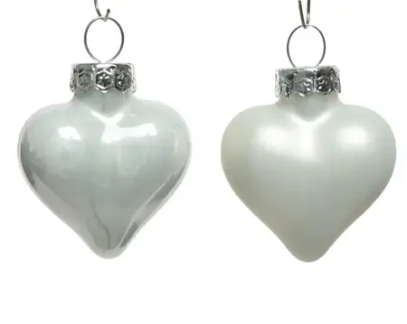 Decoris kersthangers glas hart 12st winterwit